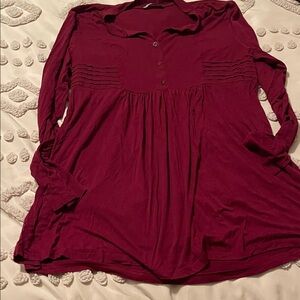 Women's Burgundy Long Sleeve Top